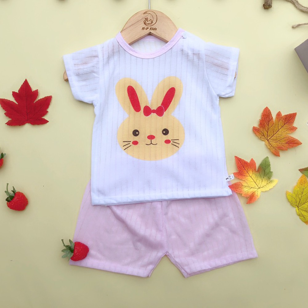 Bộ cotton giấy cộc tay, ngắn tay trắng in hình cho bé trai, bé gái hàng loại 1, size 4-15kg