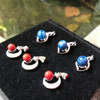 Dây chuyền bạc sh đỏ nữa mặt trăng