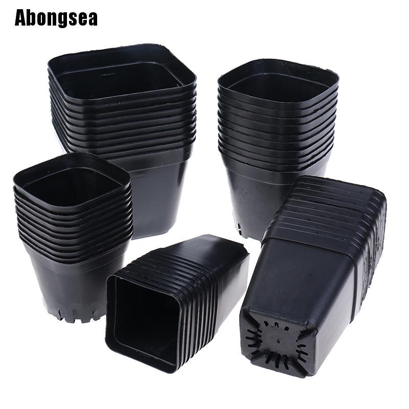10 Chậu hoa màu đen bằng nhựa hình vuông dùng để trồng cây