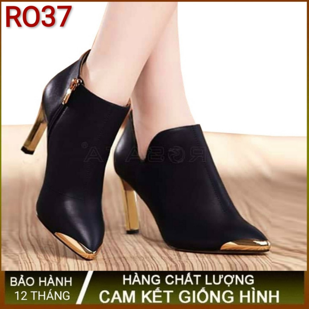 Giày boot bốt nữ cổ thấp 7p màu đen đỏ thời trang hàng hiệu rosata ro37