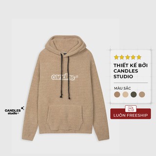 Áo Hoodie lông Candles màu kem nhạt