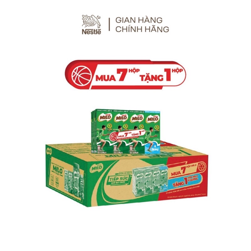 Thùng 48 hộp milo 180ml (42 hộp có đường+ 6 hộp ít đường)