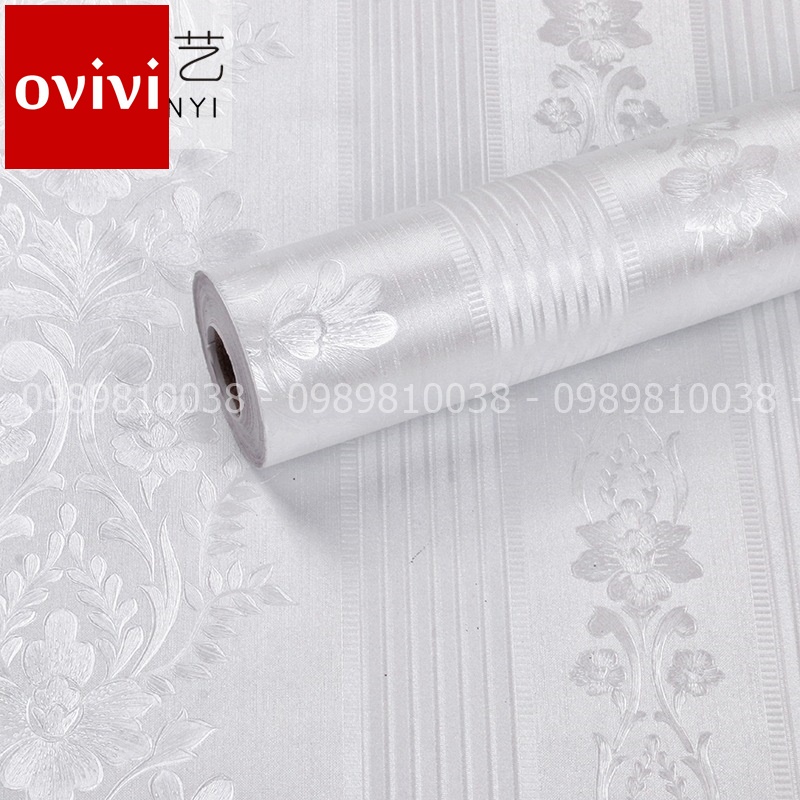 Giấy dán tường 3D HOA VĂN phòng ngủ có keo sẵn cuộn 10m loại dày đẹp