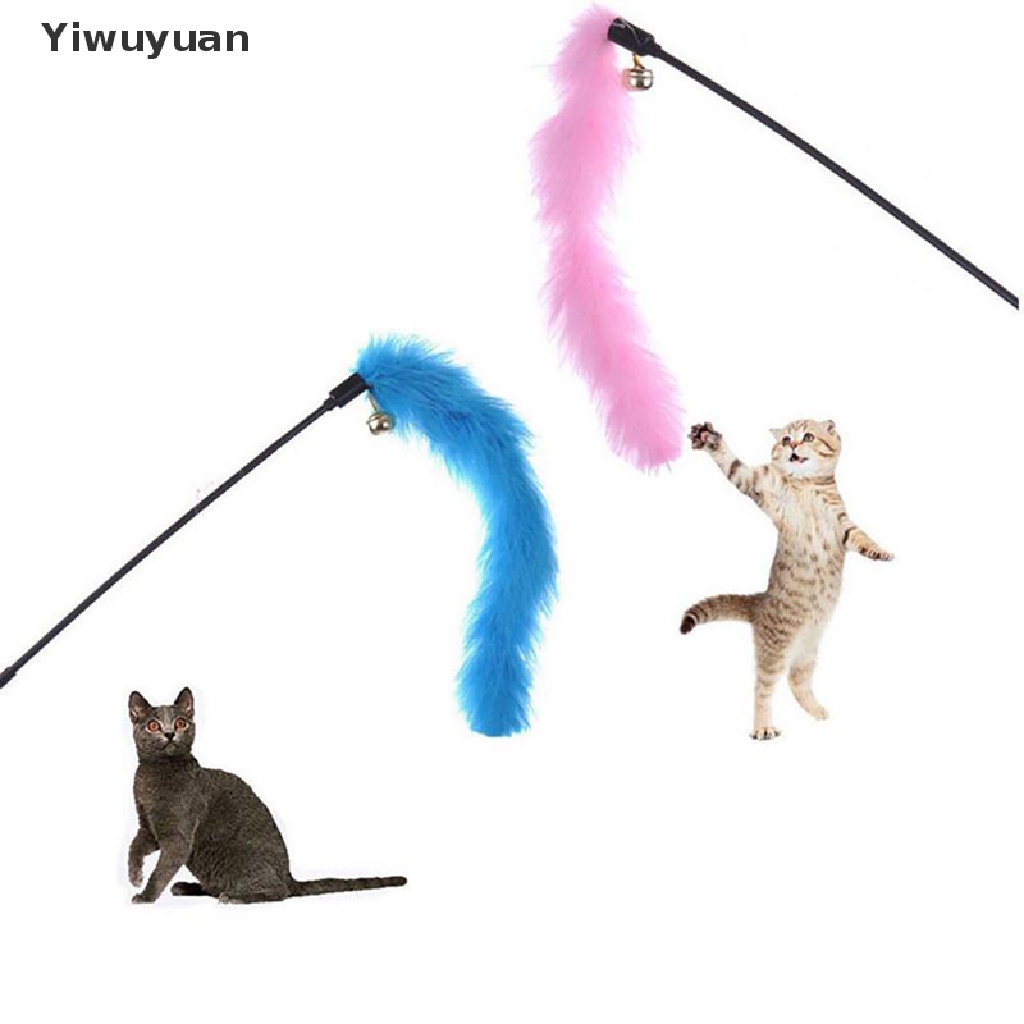 &lt; Yiwuyuan &gt; Đồ Chơi Tương Tác Với Mèo Gắn Quả Bông Lông Vũ