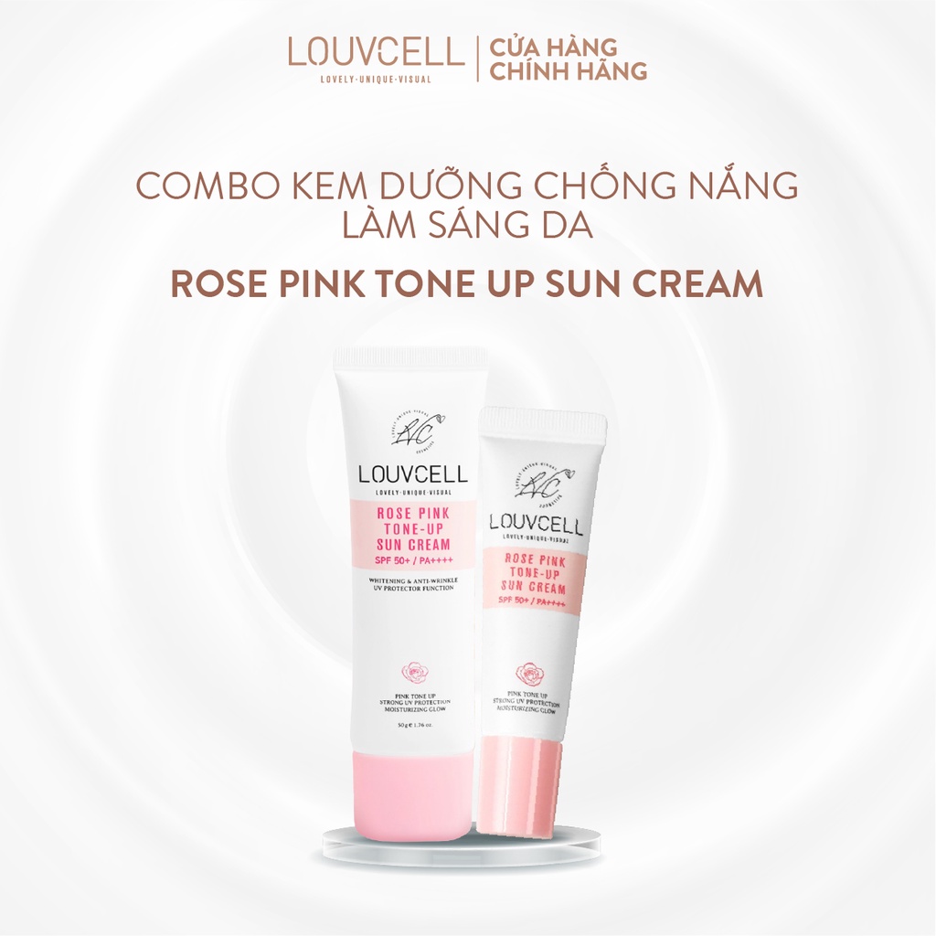 Set kem chống nắng làm trắng da tức thì Louv Cell Rose Pink Tone Up Sun Cream 50 ml