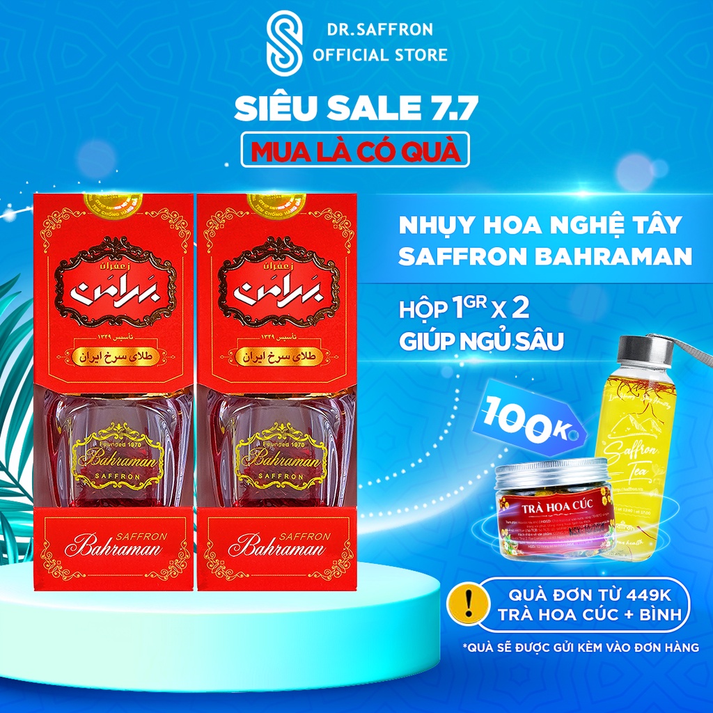 COMBO Nhụy Hoa Nghệ Tây SAFFRON BAHRAMAN 2 hộp - hộp 1Gr [Date 03/2023]