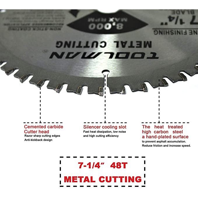 Đĩa cắt sắt lưỡi hợp kim 185mm (7-1/4") 48T - Toolman - nhập Mỹ