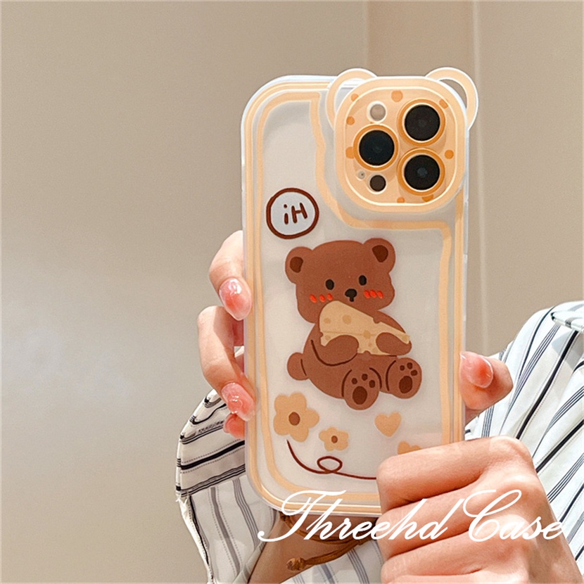 Ốp Điện Thoại Dẻo Họa Tiết Gấu Phô Mai Dễ Thương Cho iPhone 14 13 12 11 Pro Max SE2020 X XR Xs Max 7 8 Plus