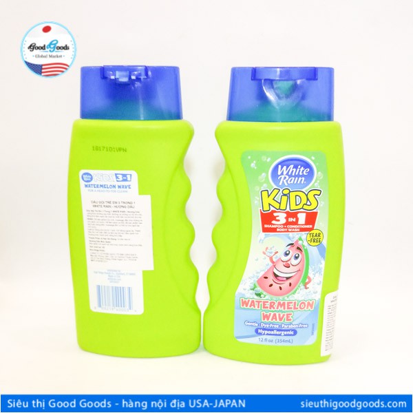 Dầu Gội Trẻ Em 3 Trong 1 WHITE RAIN - Hương Dưa Hấu 354ml- Chai