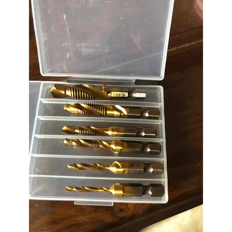 Bộ Taro Tạo Zen Siêu Bền Dành Cho Máy Khoan Chân Lục Giác Tạo Ren Doa Âm Mũ Vít M3-M10 Phủ Titanium siêu bền