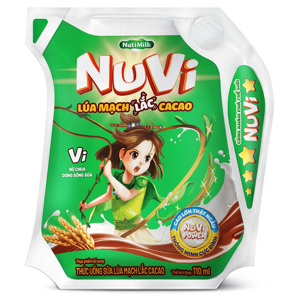 Sữa Lúa Mạch Lắc Cacao Nuvi 110ml Giúp Bé Phát Triển Trí Não, Chiều Cao Cho Bé-TUH