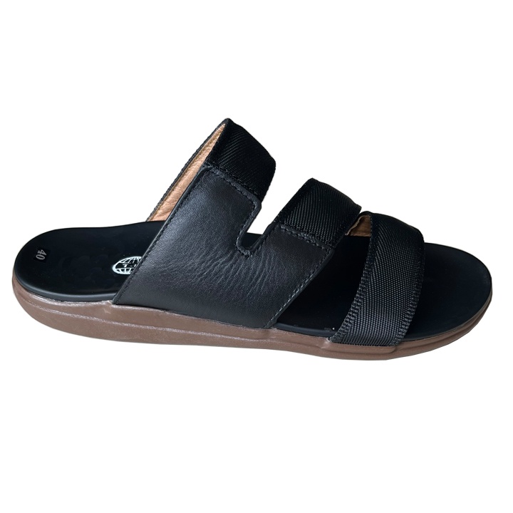 Dép nam quai chéo đế cao 3cm quai dù Trường Hải màu đen DN160