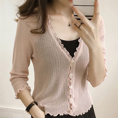 Áo khoác Cardigan dệt kim thiết kế cổ chữ V thanh lịch