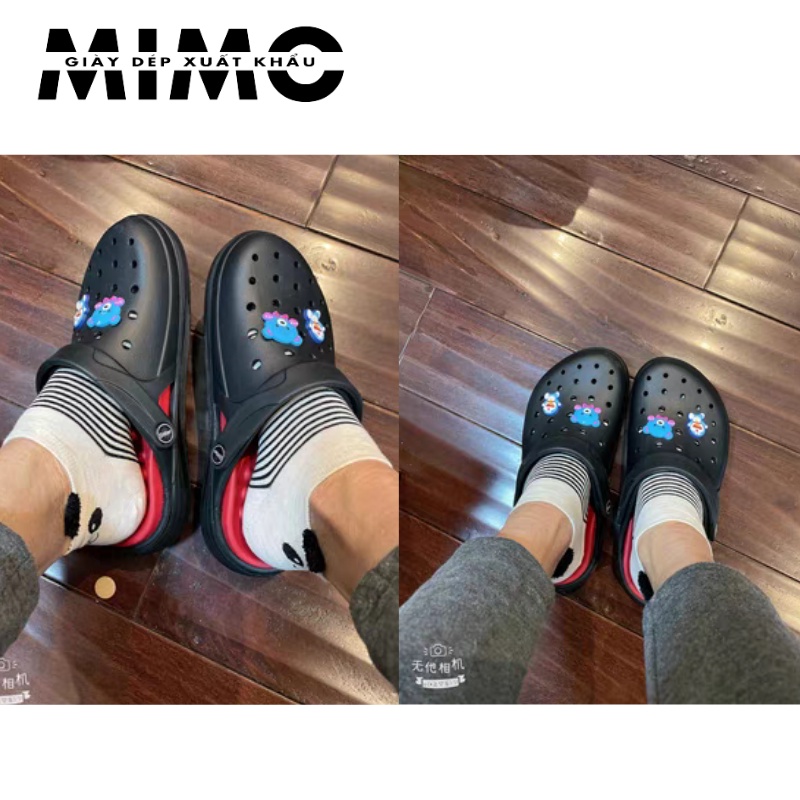 [Tặng 10 jiibit] - Sục Classic Clog đen đỏ, dép sục nhựa đi mưa siêu êm mềm nhẹ, bền đẹp, chống trơn trượt cho nam nữ