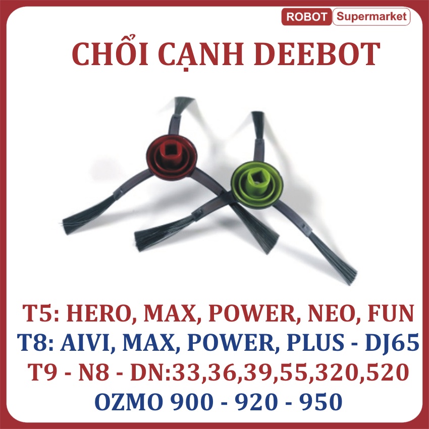 Phụ kiện chổi cạnh, Chổi quét Robot hút bụi Ecovacs Deebot T5:Hero,Max,Neo-T8 Aivi,Max,Plus-T9-N8-DN33,55-Dj65-OZMO 920