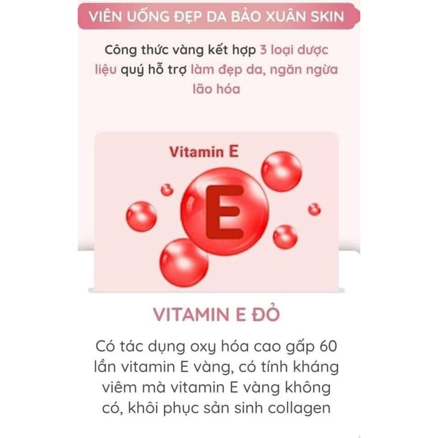 Viên Uống Trắng Da Bảo Xuân Skin, Tăng Cường Sức Khỏe, Làm Đẹp Da, Giảm Nếp Nhăn, Thâm Nám và Tàn Nhang (hộp 20v)