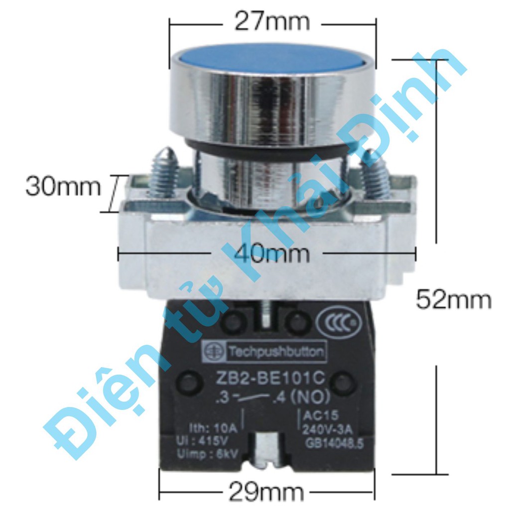 Nút nhấn tủ điện RESET, ấn nhả XB2-BA42 1 thường đóng phi 22mm màu đỏ kde7489