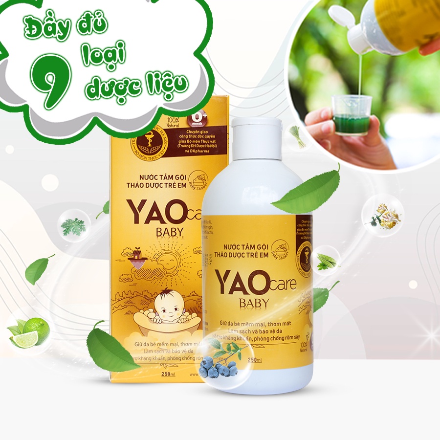 Nước tắm bé thảo dược Yaocare Baby 250ml - DK Pharma O+