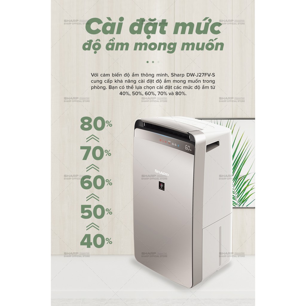 Máy lọc không khí hút ẩm SHARP DW-J27FV-S Hàng Chính Hãng