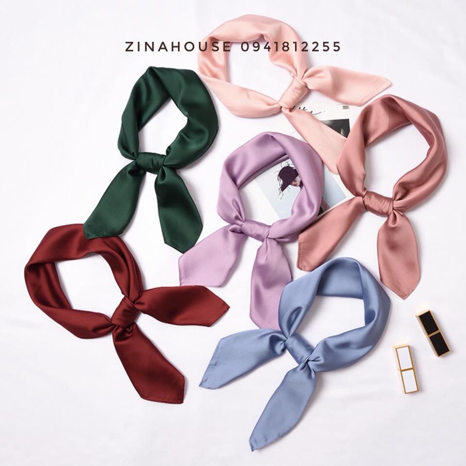 [Hàng mới] Khăn lụa vuông trơn size 70x70cm