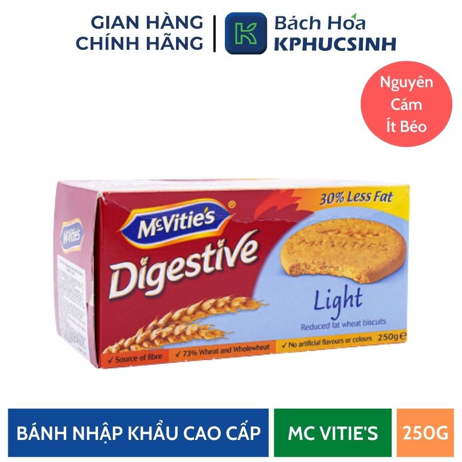 Bánh quy lúa mì nguyên cám ít béo mcvitie's digestive light 250g Kphucsinh | BigBuy360 - bigbuy360.vn