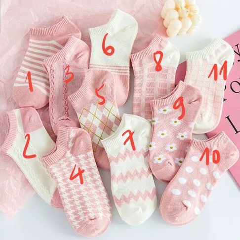 Tất hồng ngắn cổ Dora bộ 11 mẫu 100% cotton