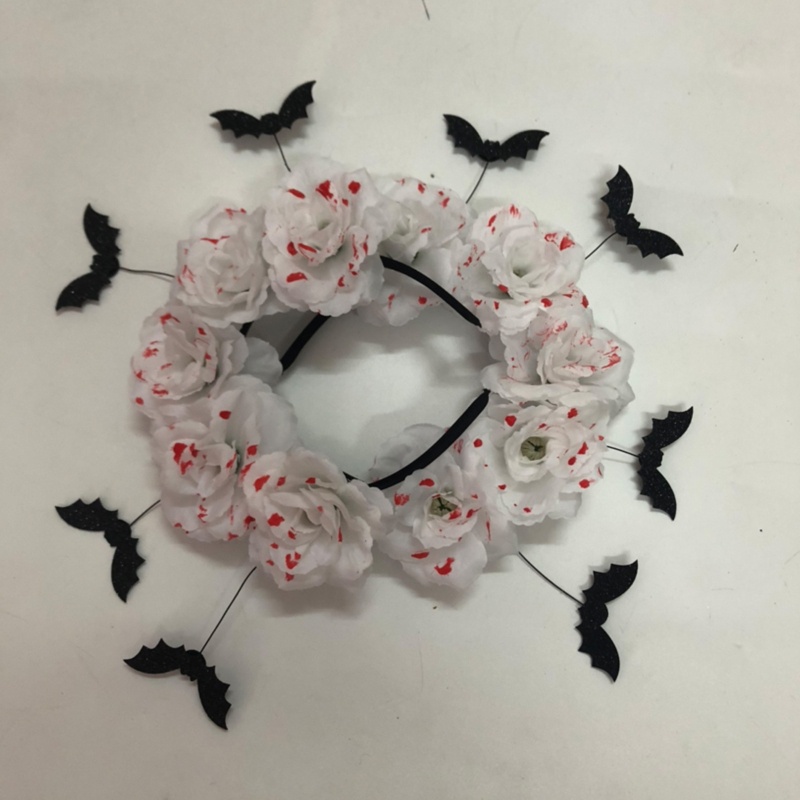 Băng Đô Cài Tóc Hình Dơi Hoa Máu Sáng Tạo Cho Phát Sóng Trực Tiếp Dịp Halloween