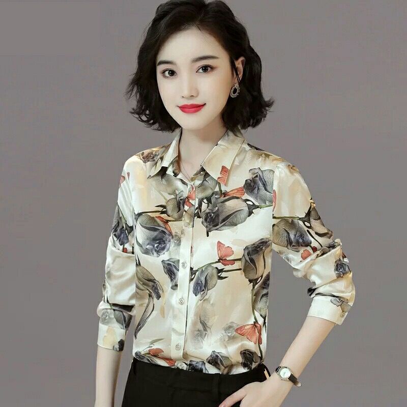 Áo Sơ Mi Dài Tay Phong Cách Mới Cho Phụ Nữ Trung Niên
