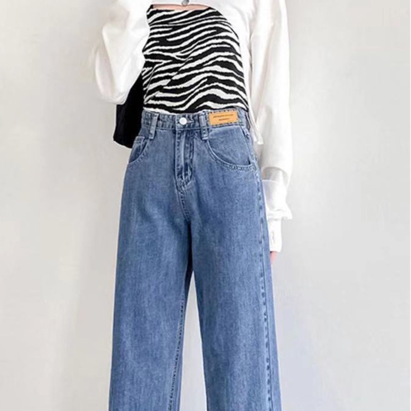 Quần Jeans Nữ Lưng Cao Ống Rộng Thời Trang Hàn Quốc