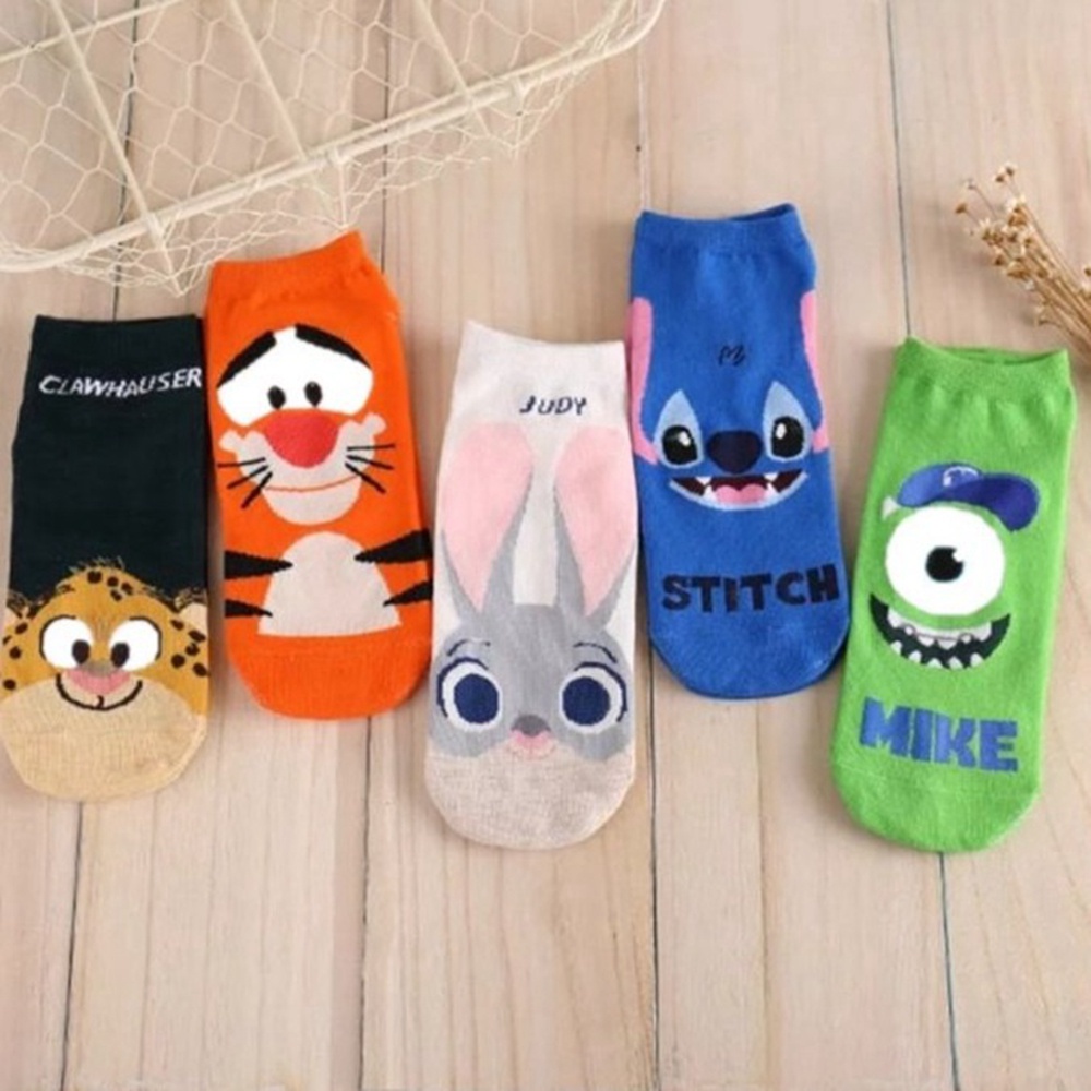 Vớ Thuyền Thoáng Khí Thấm Mồ Hôi In Họa Tiết Động Vật Hoạt Hình Phong Cách Hàn Quốc Cho Nam Và Nữ