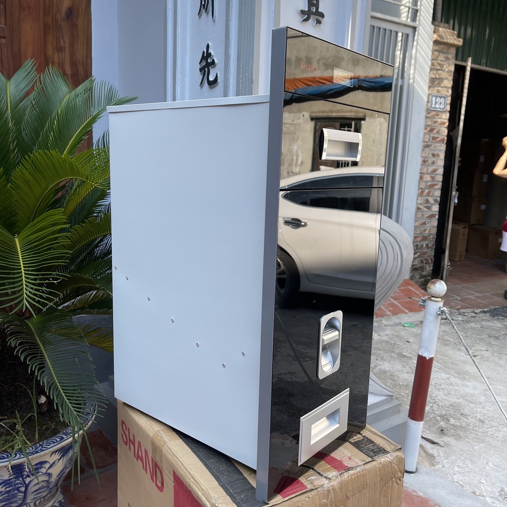 Thùng Gạo Thông Minh Mặt Gương HIỂN THỊ ĐIỆN TỬ SHAN Tủ Bếp Màu ĐEN- Bảo Hành Vĩnh Viễn