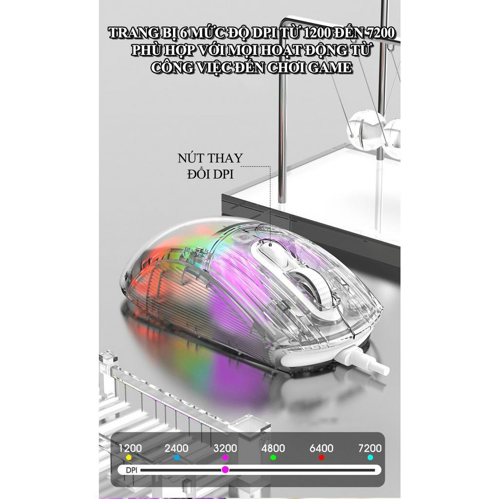 Chuột chơi game có dây XUNFOX XYH10 thiết kế trong suốt với đèn led RGB 16.8 triệu màu cực đẹp - NK