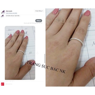 Nhẫn 1 hàng đá đơn giản, bạc ta
