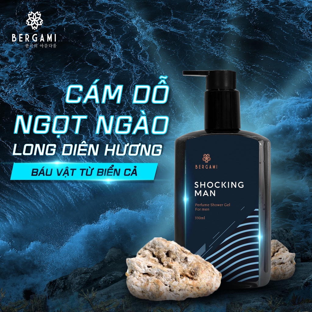 Bộ Sữa tắm nam Bergami hương nước hoa nam cao cấp mùi hương quyến rũ &amp; trầm ấm Bergami 2 chai 330ml