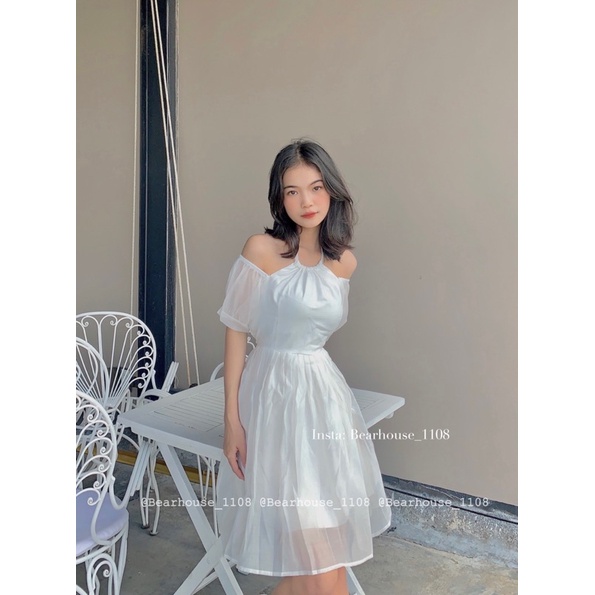 VÁY ĐẦM TRẮNG VOAN TƠ CỔ YẾM TIỂU THƯ | BigBuy360 - bigbuy360.vn