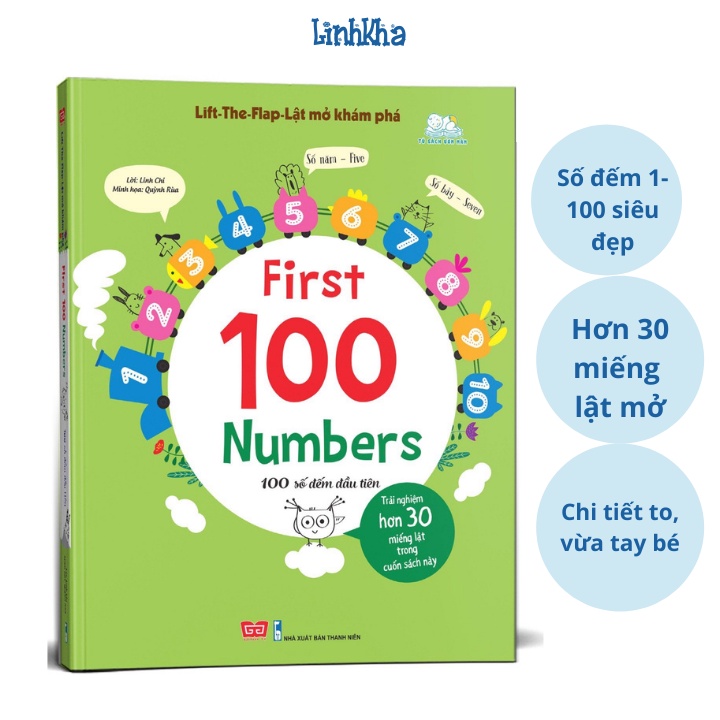 Sách Lift-The-Flap - First 100 Numbers - Sách tương tác lật mở 100 số đếm đầu tiên - Nhà phát hành Đinh Tị