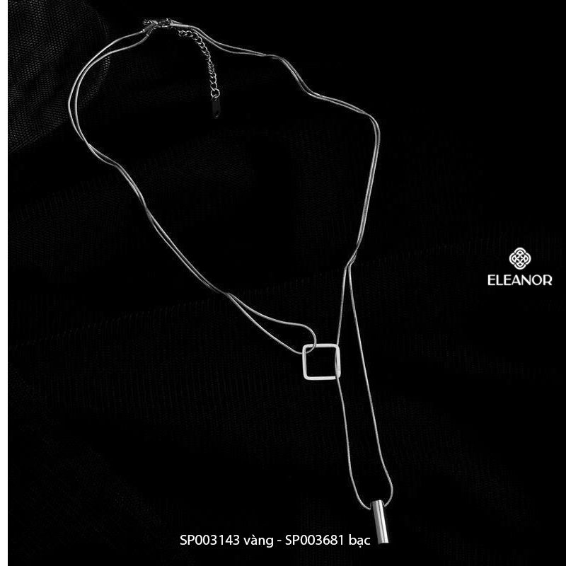 Dây chuyền layer nữ titan Eleanor Accessories thiết kế sợi mảnh mặt vuông cá tính phụ kiện trang sức 3143