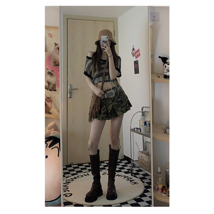 Set Áo Len Trễ Vai + Chân Váy Ngắn Thời Trang Nữ