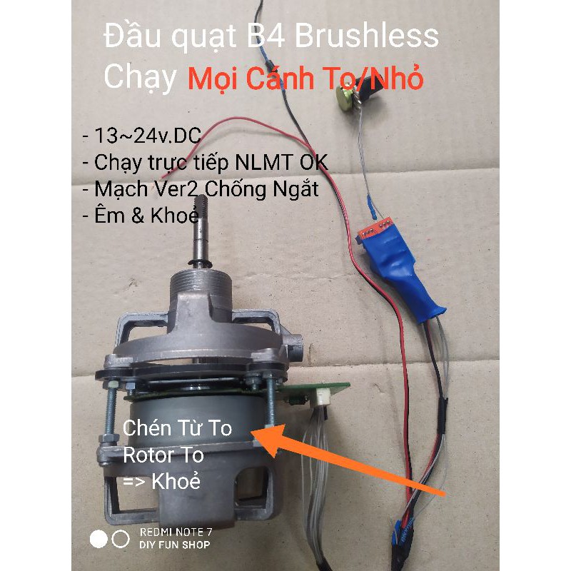 Năng Lượng Mặt Trời chạy Trực Tiếp qua đầu quạt Shinano Kenshi Brushless Motor 13v~24v Êm + Khoẻ chạy mọi cánh.