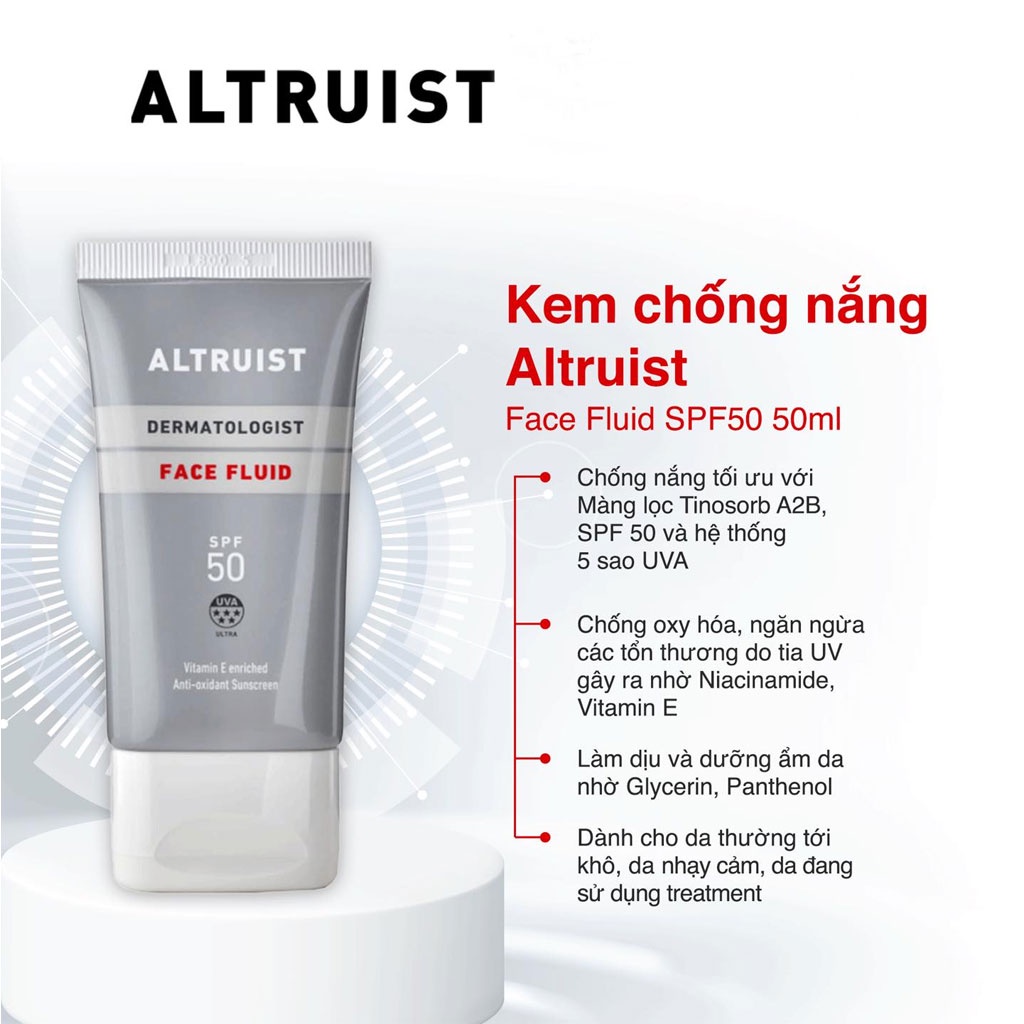 Kem chống nắng Altruist Dermatologist Sunscreen & Face Fluid SPF 30 & SPF 50