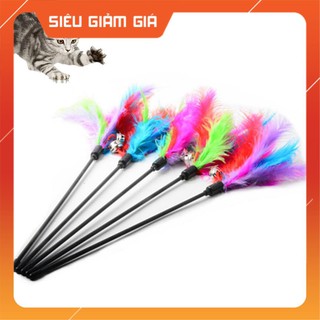 [FREESHIP] Gậy đồ chơi trêu chọc mèo gắn chuông và lông vũ