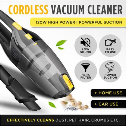 120W 12V High Power Low Noise hút chân không Home / Xe Cleaner di động cầm tay không dây chân ướt và khô kép sử dụng