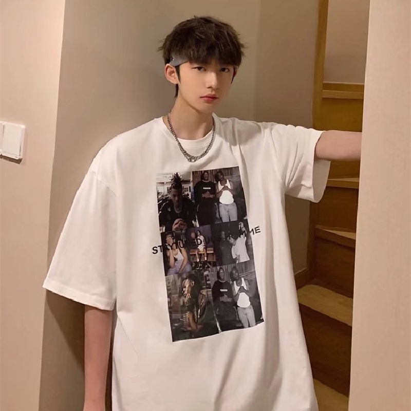 Áo Thun Tay Ngắn Dáng Rộng In Chữ Phong Cách Hip Hop Hàn Quốc Thời Trang Mùa Hè Cho Nam size M-5XL
