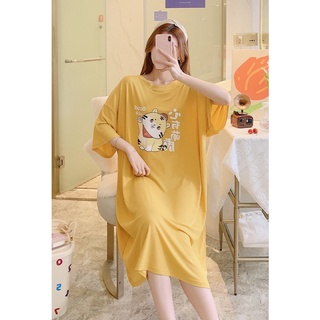 Váy Suông Đầm Suông Tay Ngắn Bigsize Tay Ngắn In Hình Mặt Mèo Say Hi Chất Cotton Mềm Mát Mịn Hot Trending  TTDS0368