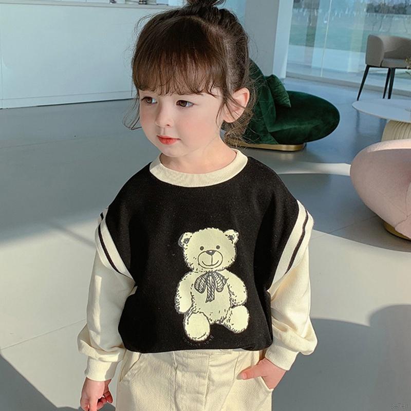 Áo sweater tay dài in hoạt hình Se7en kiểu Hàn Quốc dễ thương cho bé gái