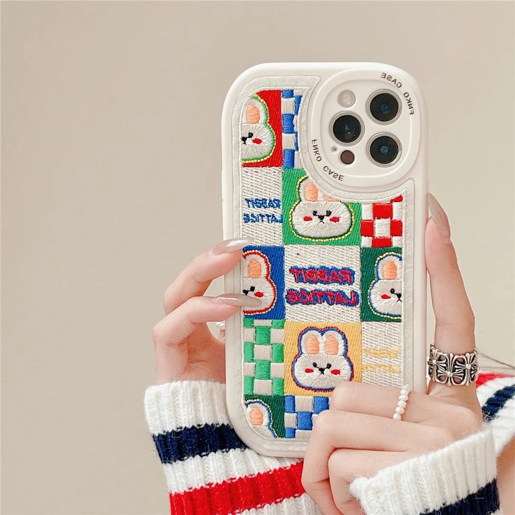 Ốp Điện Thoại Mềm Thêu Hình Chú Thỏ Dễ Thương Cho iPhone 12 13 11 Pro Max X Xs Max Xr 7 8 Plus daw7