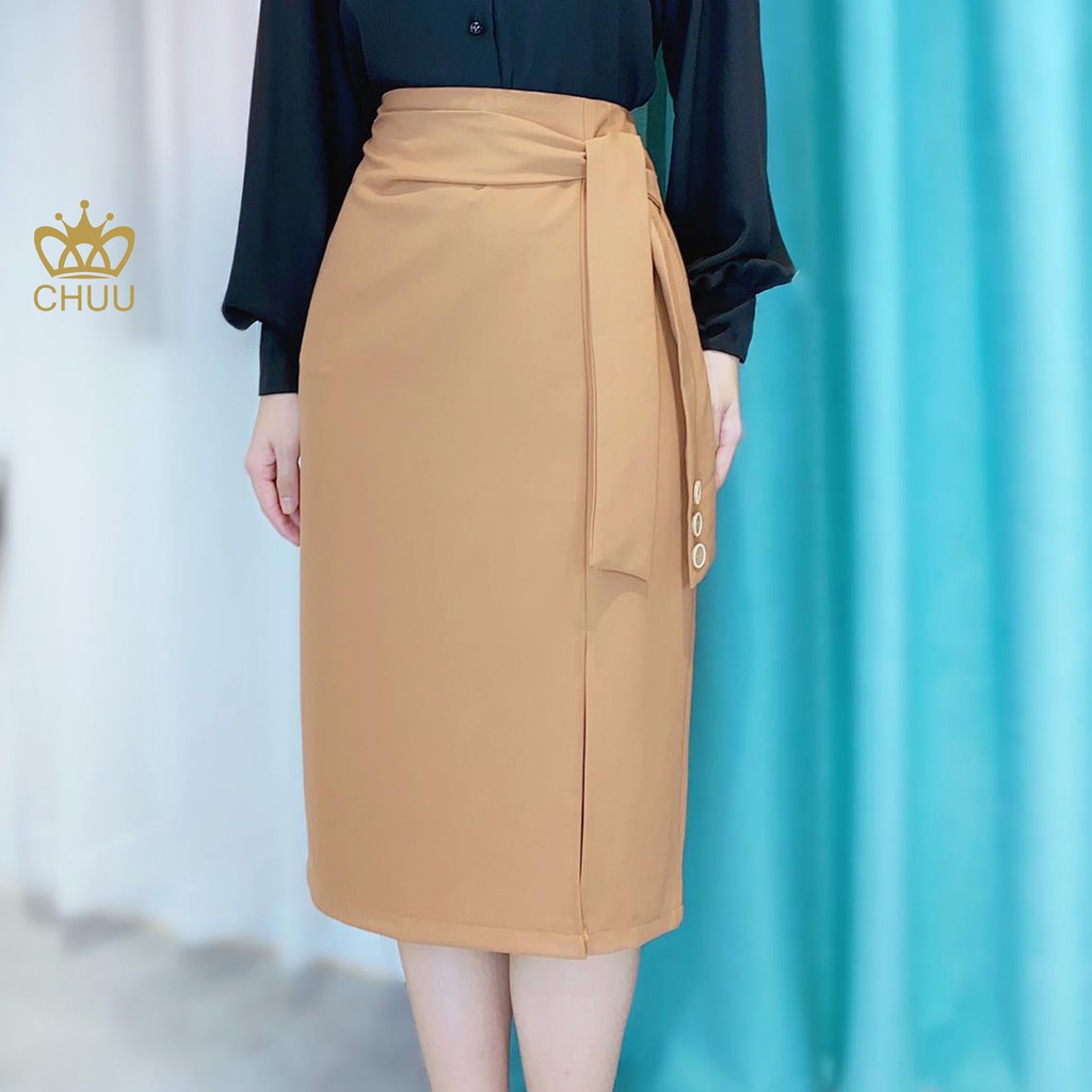 Chân váy bút chì công sở kiểu cột xẻ 1 bên CHUU CV6122