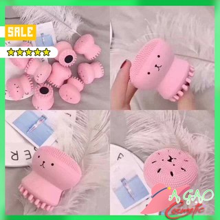 Cọ rửa mặt bạch tuộc làm sạch sâu lỗ chân lông , Cọ rửa mặt massage làm sạch bụi bẩn bã nhờn , với màu hồng xinh sắn.