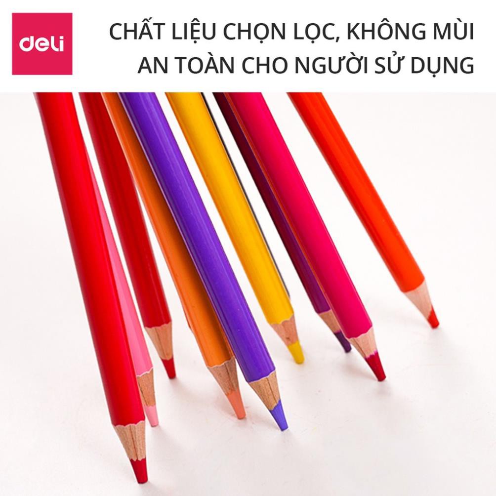 Màu chì Deli gốc dầu, bộ chì tô màu khô vẽ tranh cao cấp hộp Thiếc- gỗ tự nhiên Deli- 24/36/48/72 Màu - 6565 / 65