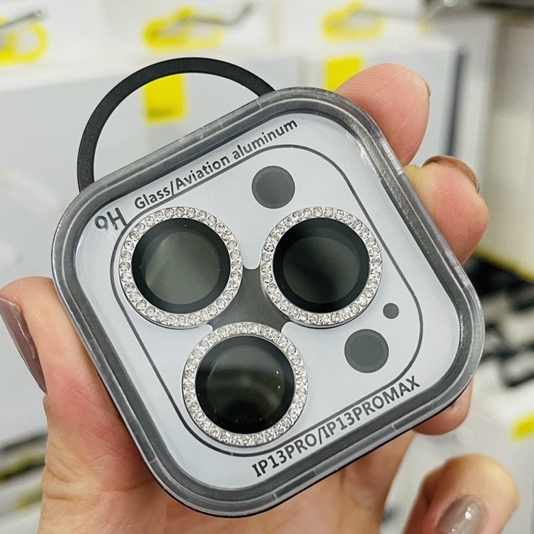 Khung gắn đá bảo vệ camera cho IPhone 12 Pro Max , 13 Pro Max , Gắn đá kim cương trang trí cho camera